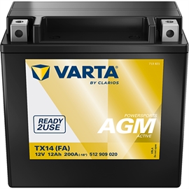 Varta 512 909 020 Powersports AGM Active MC batteri 12 volt 12Ah (+pol til venstre)